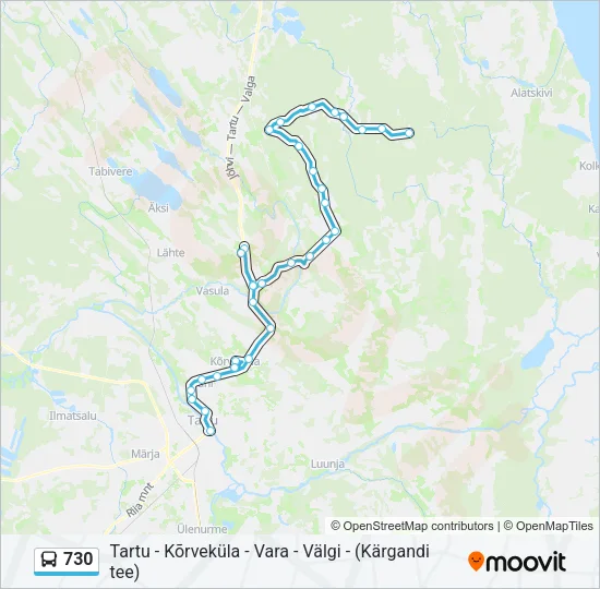 Автобус 730: карта маршрута