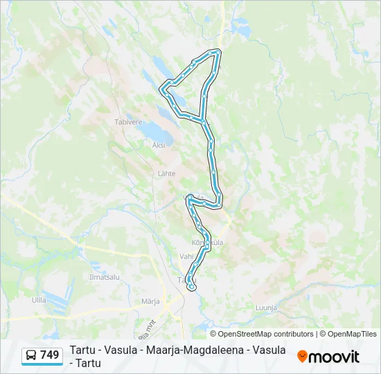 Автобус 749: карта маршрута