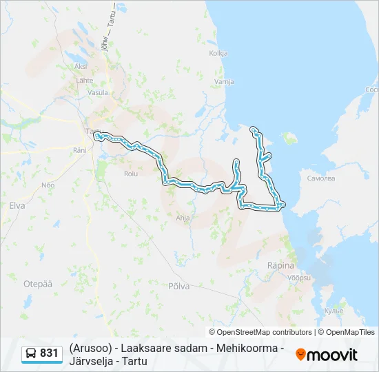 Автобус 831: карта маршрута