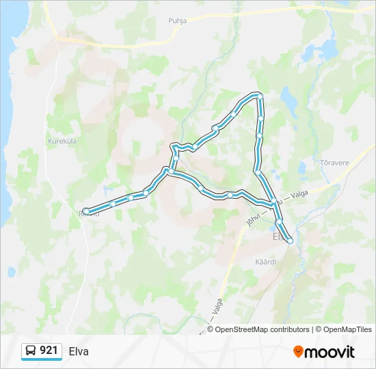 Автобус 921: карта маршрута