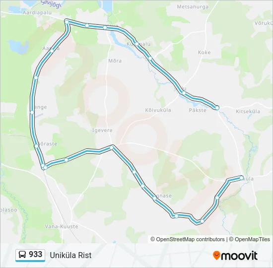 Автобус 933: карта маршрута