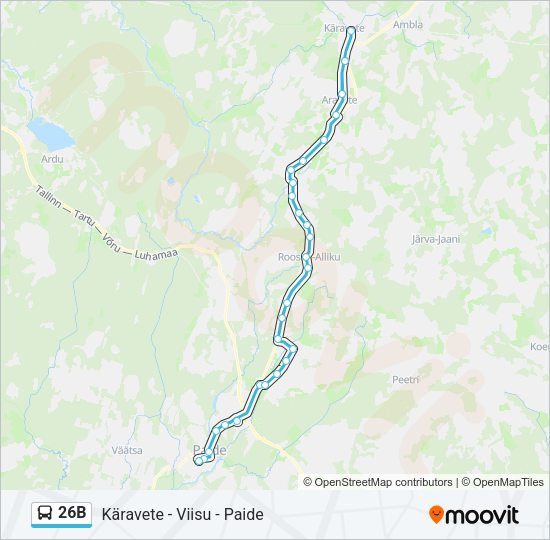 Автобус 26B: карта маршрута
