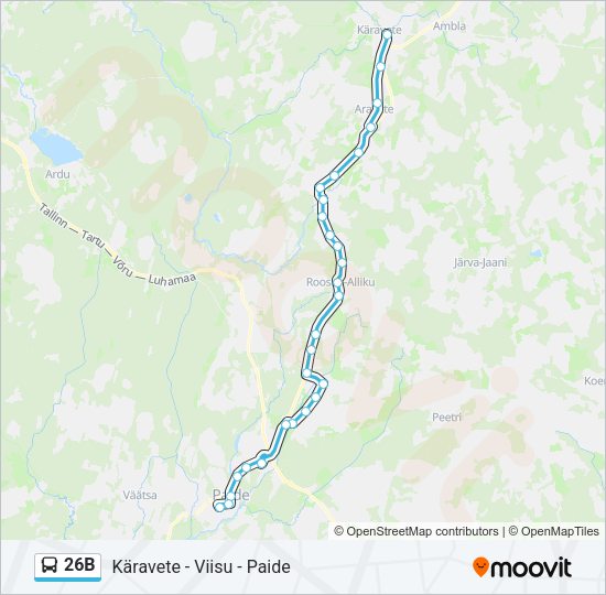 Автобус 26B: карта маршрута