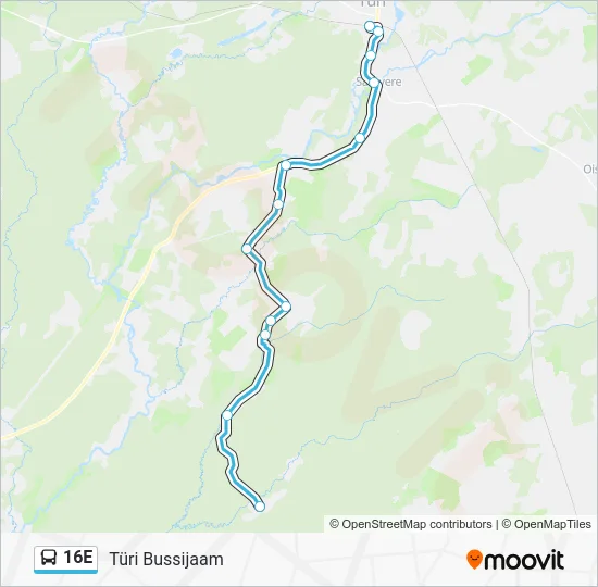 Автобус 16E: карта маршрута