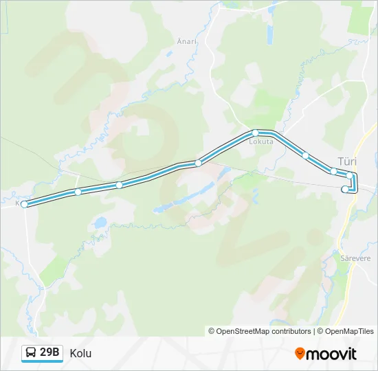 Автобус 29B: карта маршрута