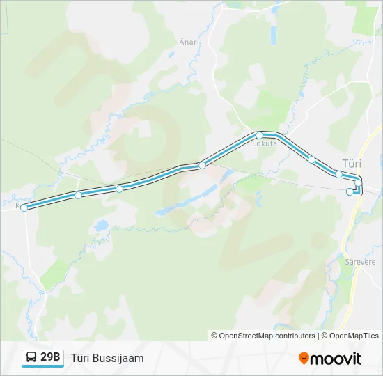 Автобус 29B: карта маршрута