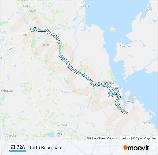Автобус 72A: карта маршрута