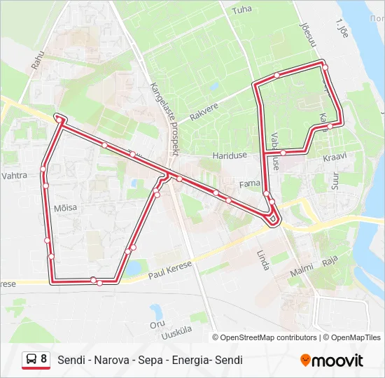 Автобус 8: карта маршрута