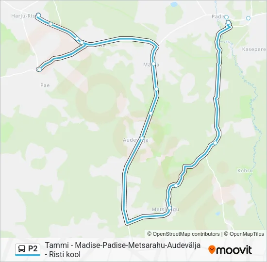 Автобус P2: карта маршрута