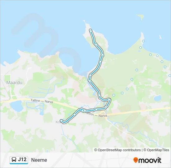 Автобус J12: карта маршрута