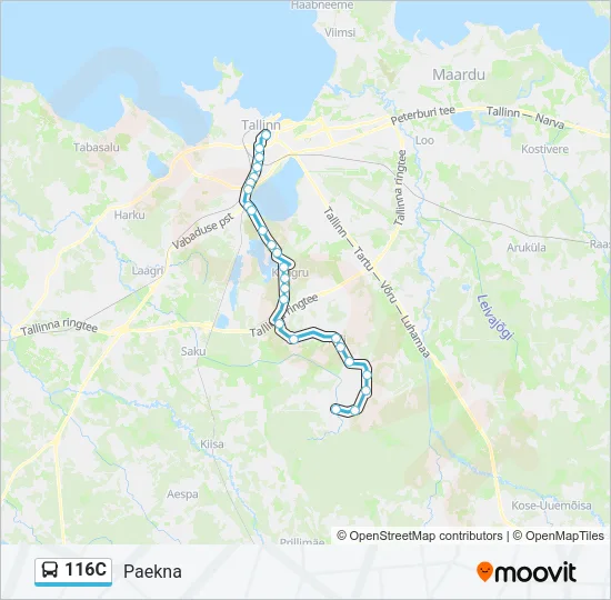 116C buss liini kaart
