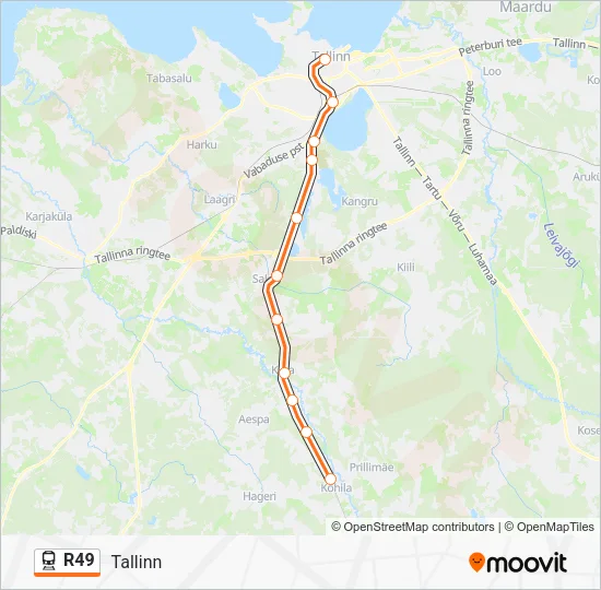 Поезд R49: карта маршрута
