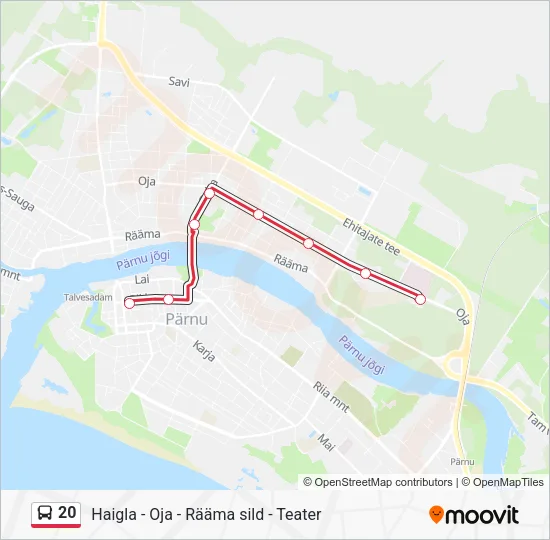 Автобус 20: карта маршрута
