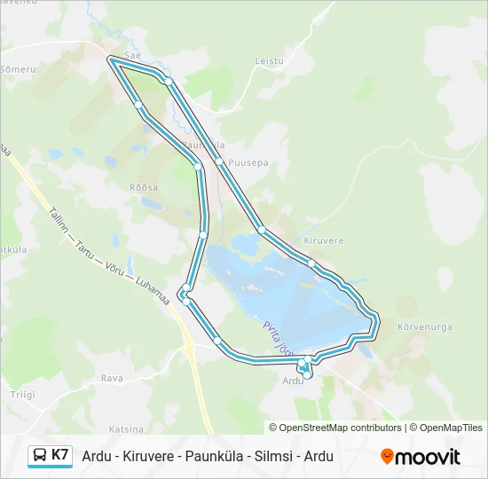 Автобус K7: карта маршрута