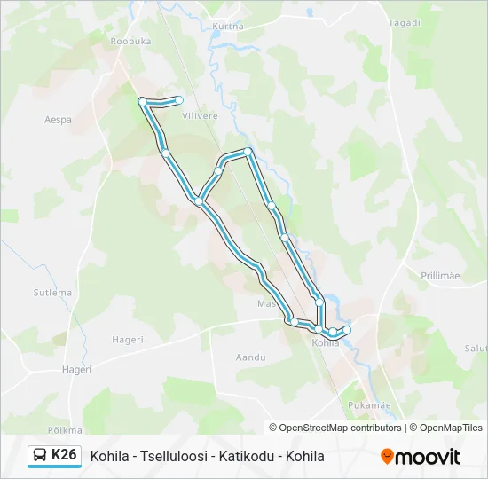 Автобус K26: карта маршрута