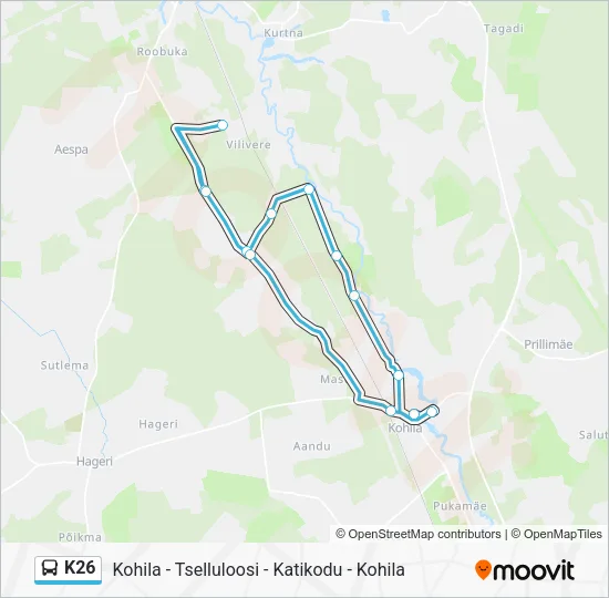 Автобус K26: карта маршрута