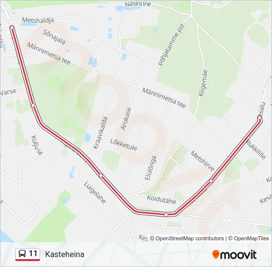 Автобус 11: карта маршрута