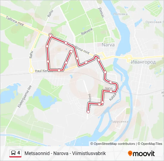 Автобус 4: карта маршрута