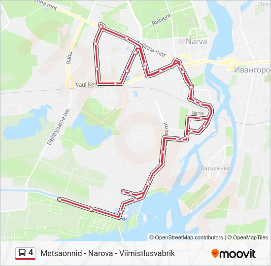 Автобус 4: карта маршрута