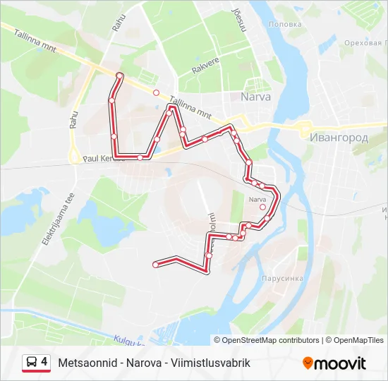 Автобус 4: карта маршрута