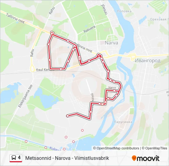 Автобус 4: карта маршрута