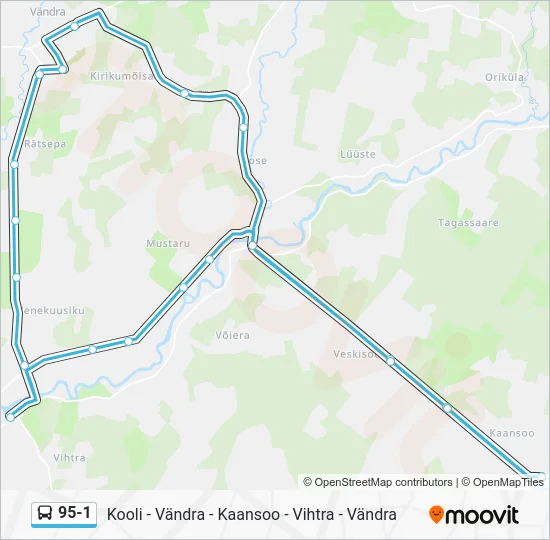 Автобус 95-1: карта маршрута