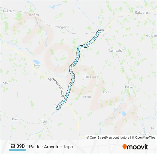 Автобус 39D: карта маршрута