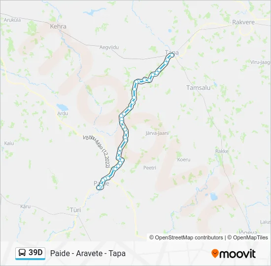 Автобус 39D: карта маршрута