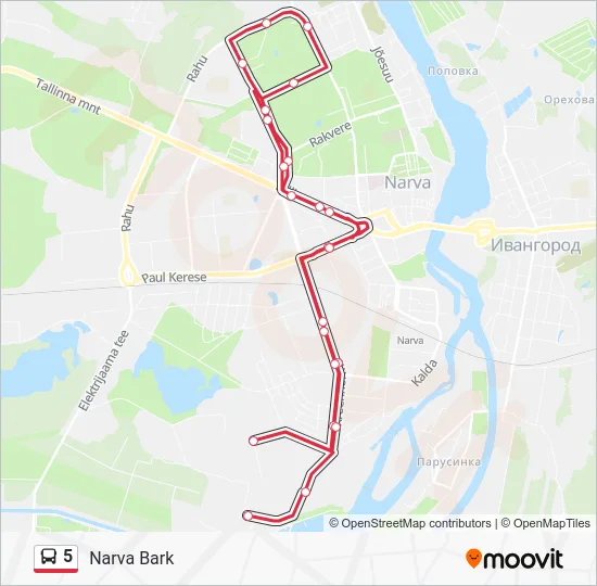 Автобус 5: карта маршрута