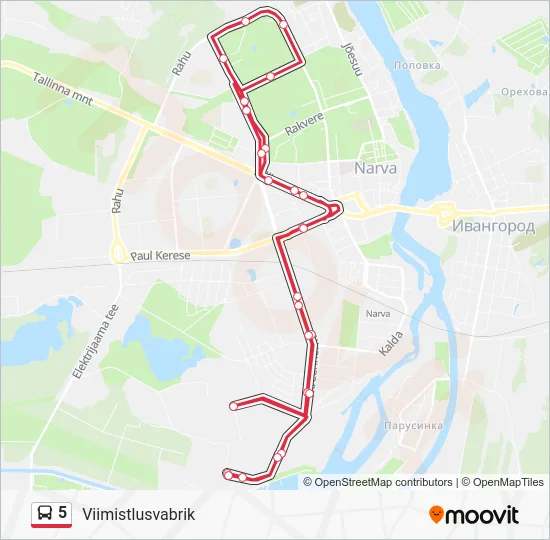 Автобус 5: карта маршрута