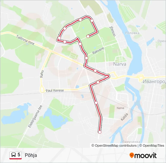 Автобус 5: карта маршрута