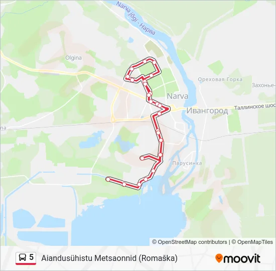 Автобус 5: карта маршрута