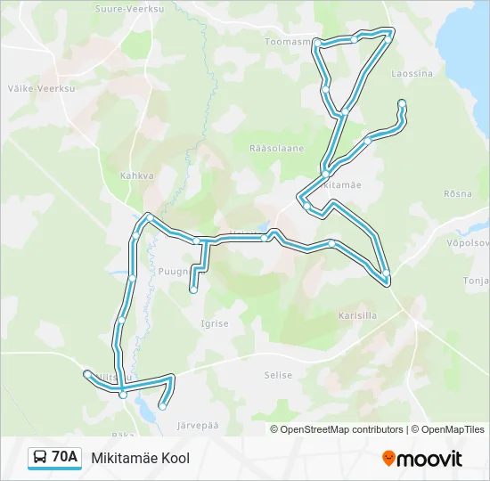 Автобус 70A: карта маршрута