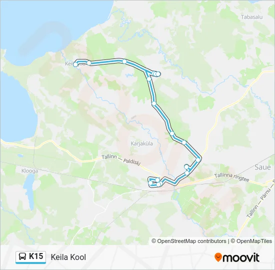 Автобус K15: карта маршрута