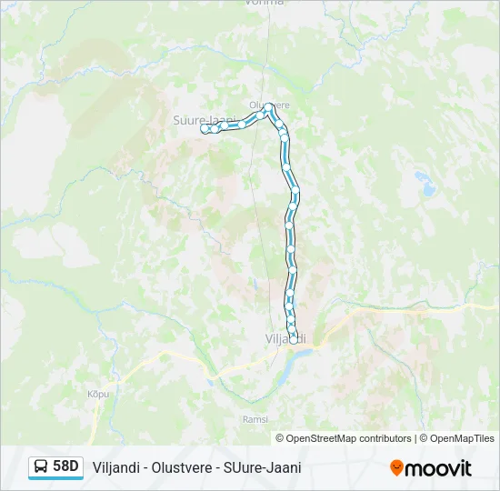 Автобус 58D: карта маршрута
