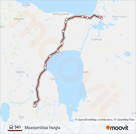 341 bus Line Map