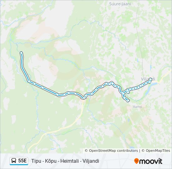 55E buss liini kaart