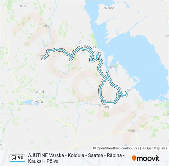Автобус 90: карта маршрута
