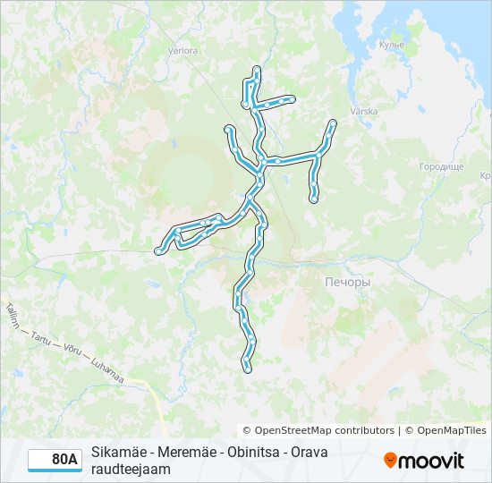 Автобус 80A: карта маршрута