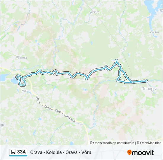 Автобус 83A: карта маршрута
