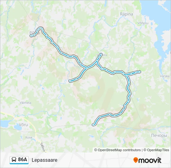 Автобус 86A: карта маршрута