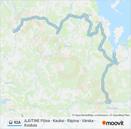 Автобус 92A: карта маршрута
