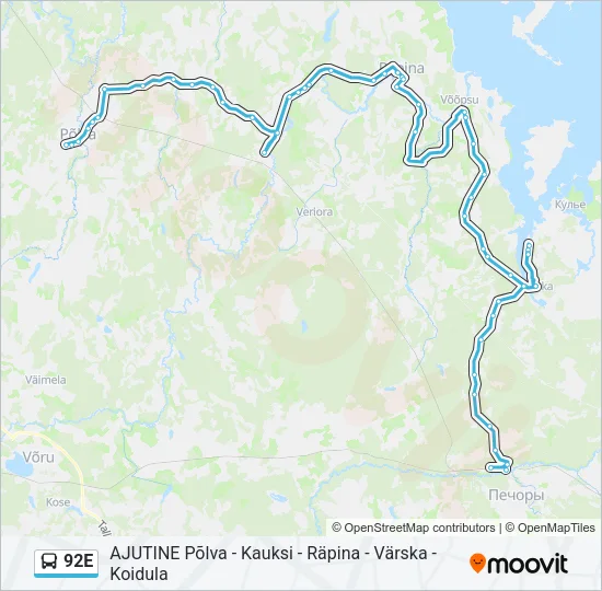 92E Bus Line Map