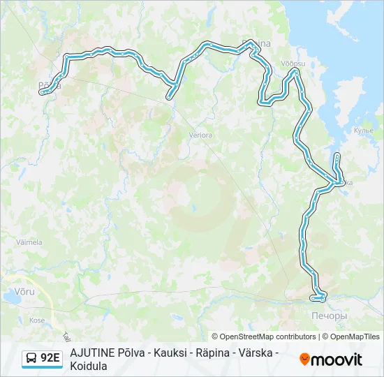 Автобус 92E: карта маршрута