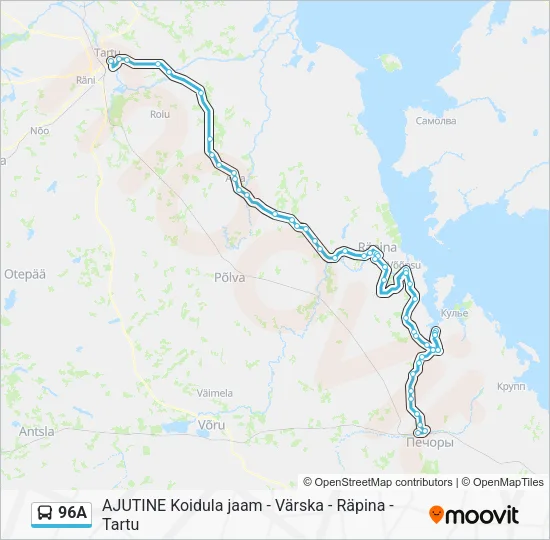 Автобус 96A: карта маршрута