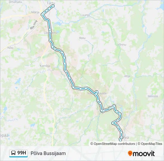 Автобус 99H: карта маршрута
