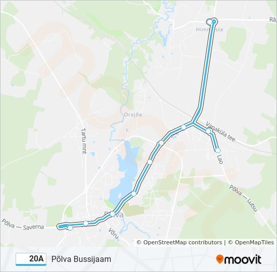 Автобус 20A: карта маршрута