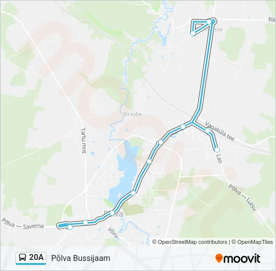 Автобус 20A: карта маршрута