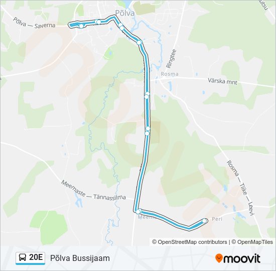 20E bus Line Map