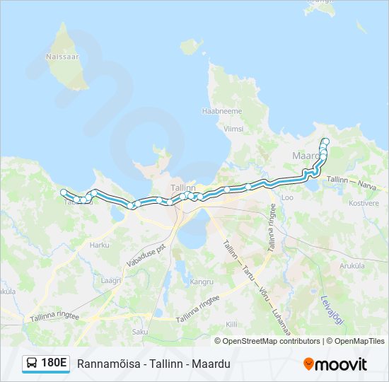 180E bus Line Map